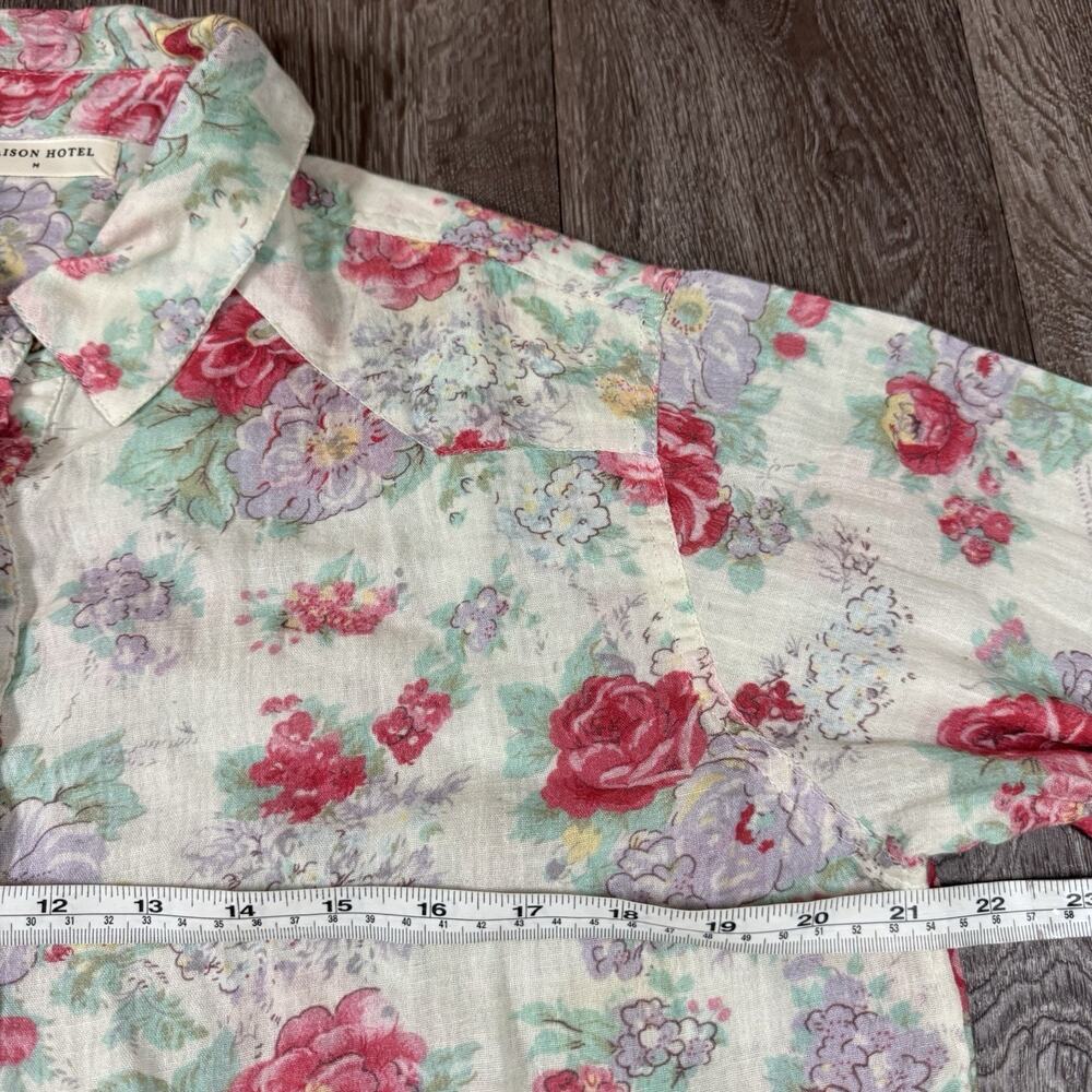 Read Description** Maison Hotel The Giorgia Blouse in Candy Roses Size M Cotton - Picture 6 of 13